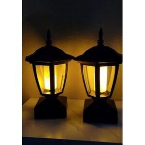 New Solar Flame Post Lights Outdoor, Solar Powered Lamps Fence Post Cap Lights